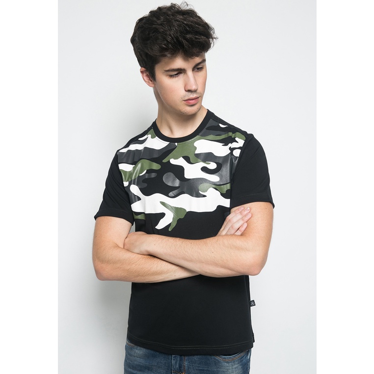 Johnwin - Kaos Pria - Sablon - Hitam - Corak Army - Lengan Pendek - ATS.622.M329.33.C S/S