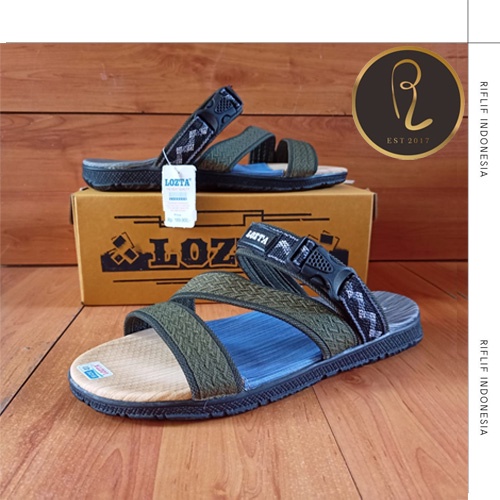 Sandal Selop Cowok Keren Bahan Kain / Sandal Selop Terbaru Pria Murah Warna Army untuk Jalan- Jalan Santai