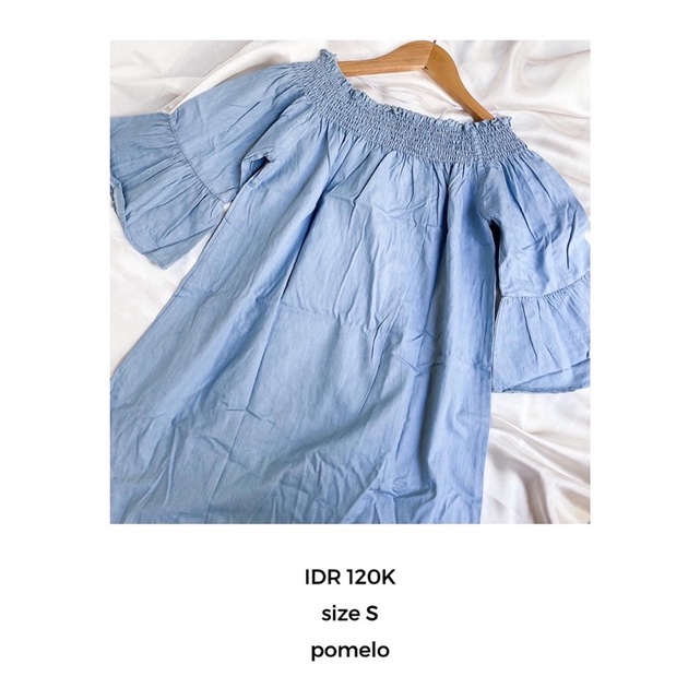 Preloved Light Blue Sabrina Mini Dress / Dress Sabrina Biru Muda Pomelo