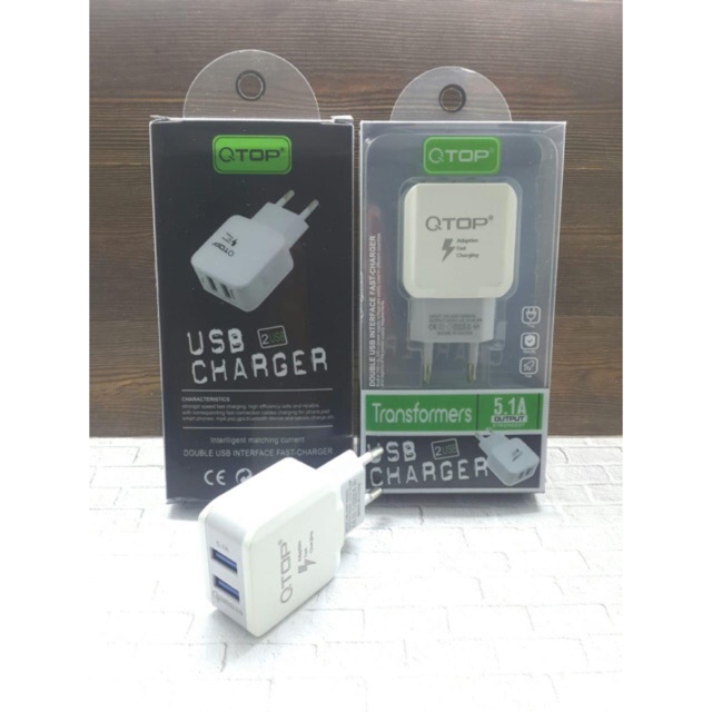 QTOP Charger Original 2Usb Fast Charger SERIES TRANSFORMER