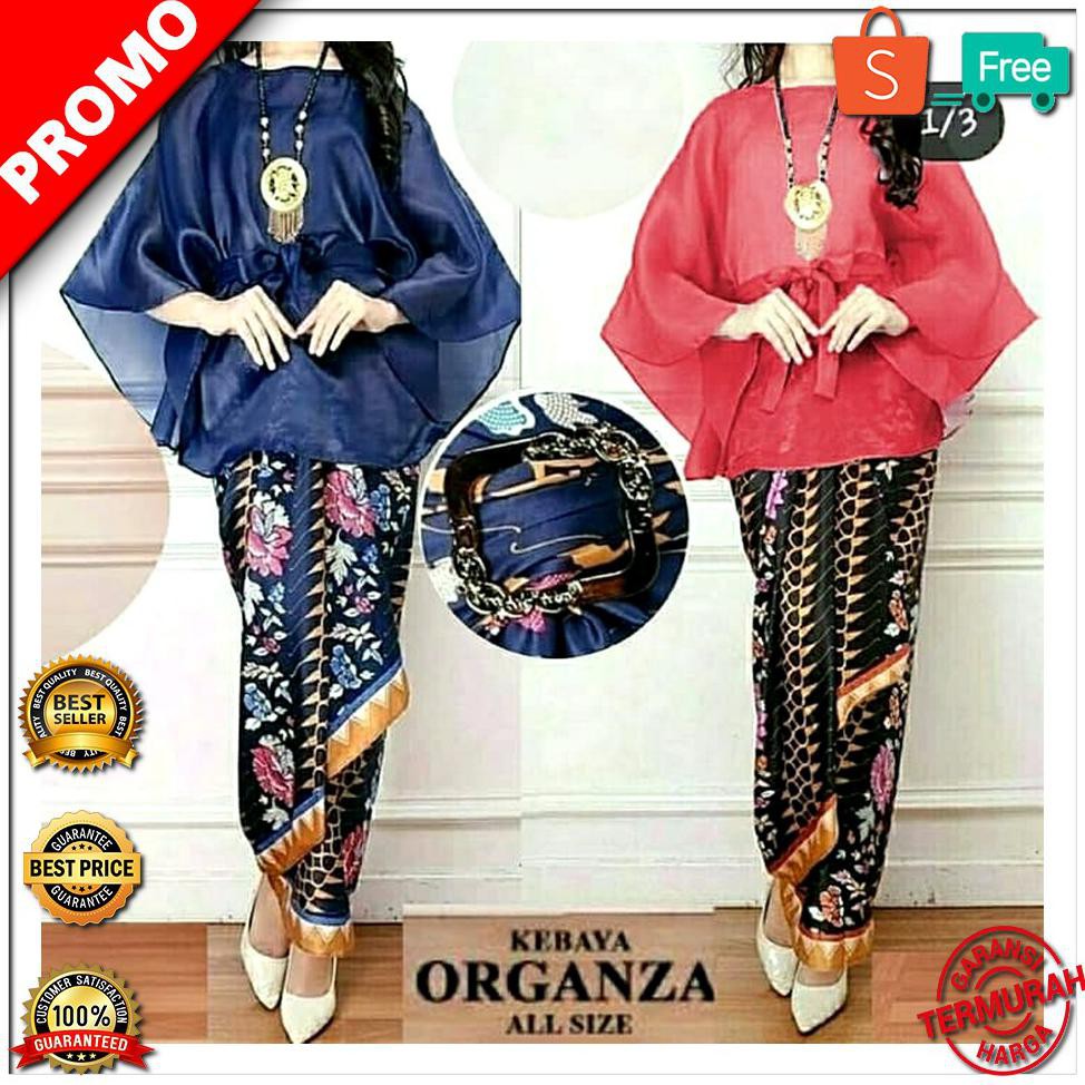 BEST SELLER Set Kebaya Organza Fashion Wanita Kebaya Modern - Merah LIMITED EDITION