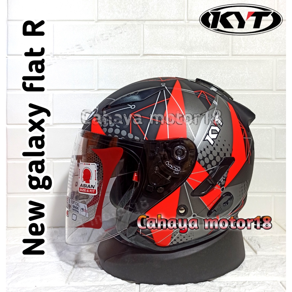 HELM KYT GALAXY FLAT R MATRIX MATT BLACK RED|KYT GALAXI