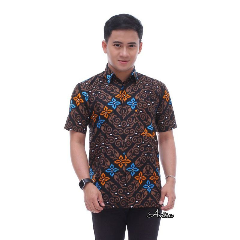 KEMEJA BATIK PRIA LENGAN PENDEK SIZE M L XL HEM BATIK PREMIUM