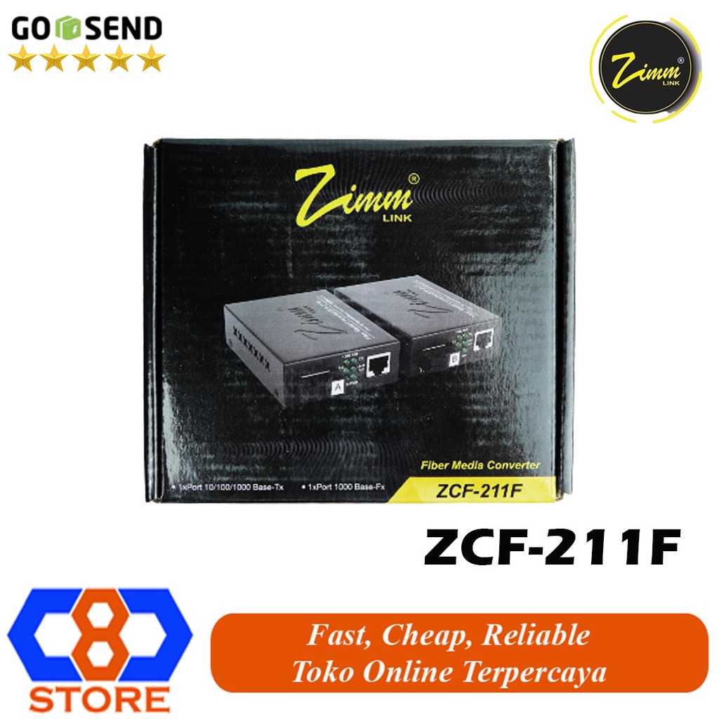 MEDIA CONVERTER ZIMMLINK ZCF-211F HTB GIGABIT 1000MBPS FO TO LAN RESMI