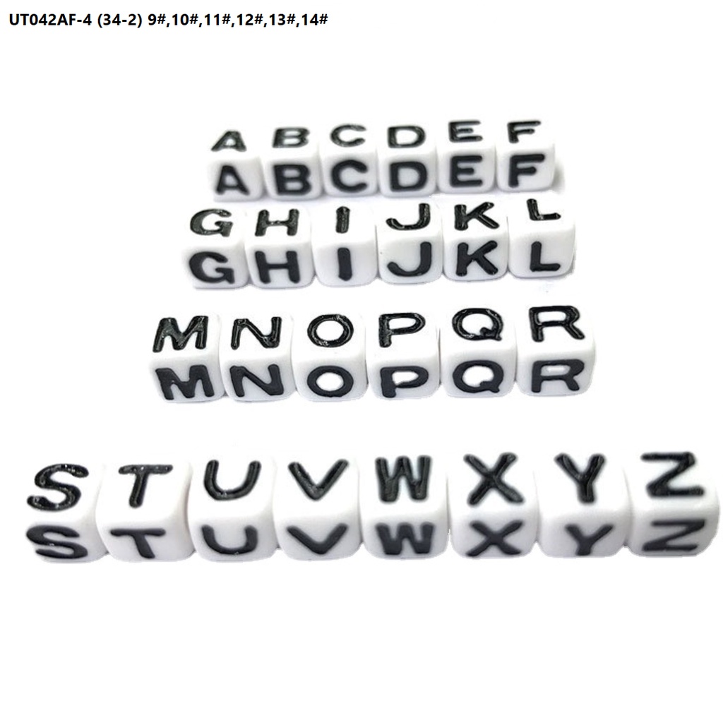 Manik-Manik Desain Alfabet Bahasa Inggris 26 Huruf A-Z  Bentuk Kotak 6mm Harga/Pc