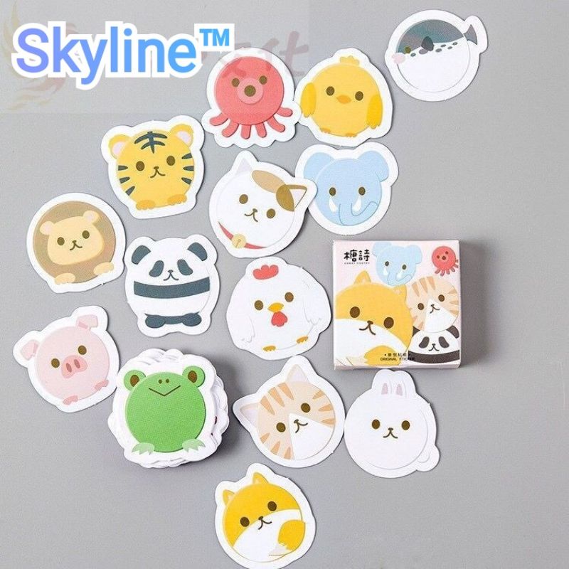 

Sticker Kiss Cut Scrap Book Journal Dengan Motif Cute Animal Head Isi 45Pcs