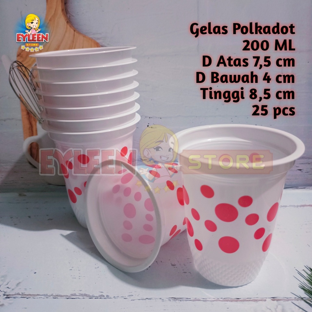 Jual Gelas Plastik Bola Bola 200ml Isi 25 Pcs Gelas Plastik Polkadot Gelas Kopi Gelas Pesta 1572