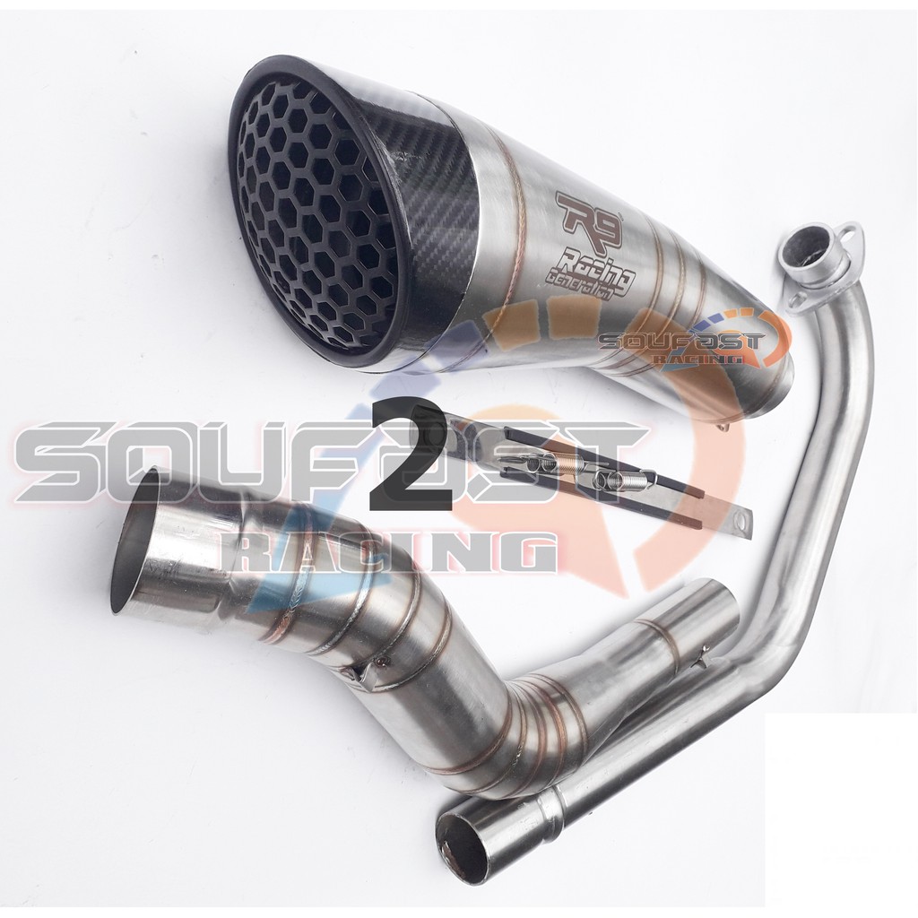 Knalpot R9 Vixion cbr150r cb150r r15 gsx satria fu mx king mx135 byson scorpio supra gtr sonic verza megapro xsr155 tiger aerox nmax vario lexi xmax scoopy beat mio xeon pcx adv-R15 lama v2