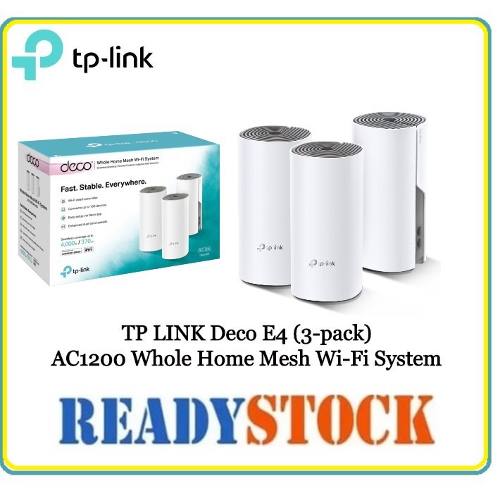 TP-LINK Deco E4 AC1200 3Pack Whole Home Mesh WiFi System isi 3pcs