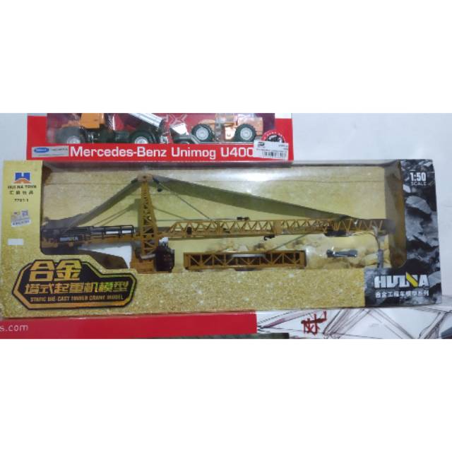 Diecast Miniatur Alat berat tower Crane Huina