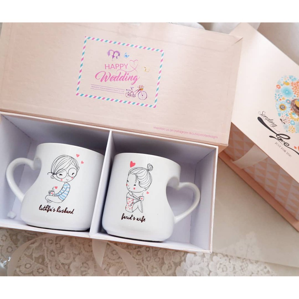 BEST SELLER  SKETCH COUPLE MUG FOR WEDDING / PAJANGAN FOTO