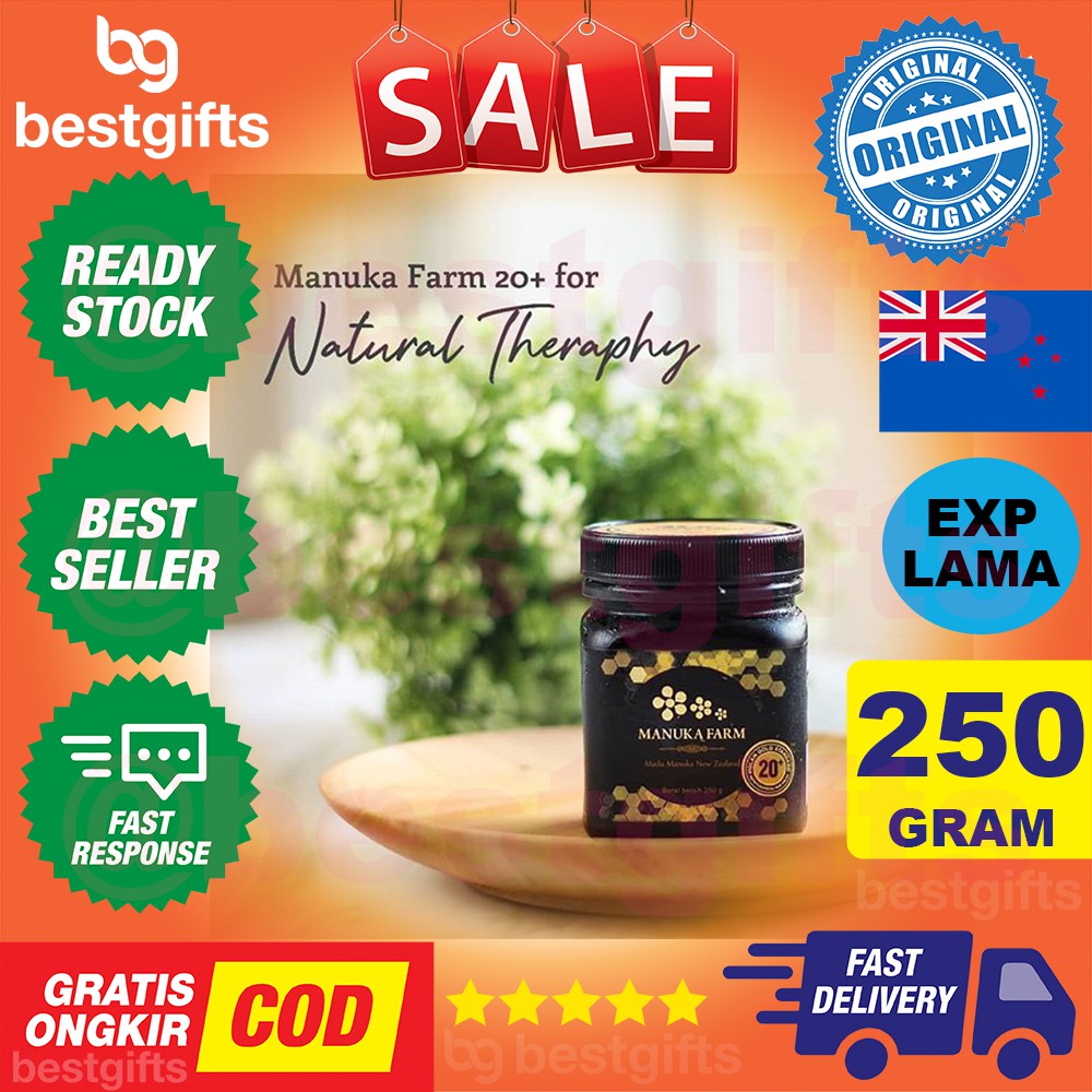 MANUKA FARM MADU MANUKA HONEY MGS5+ MGS5 MGS 5 IMUNITAS DAYA TAHAN TUBUH RADANG SARIAWAN 250 GRAM