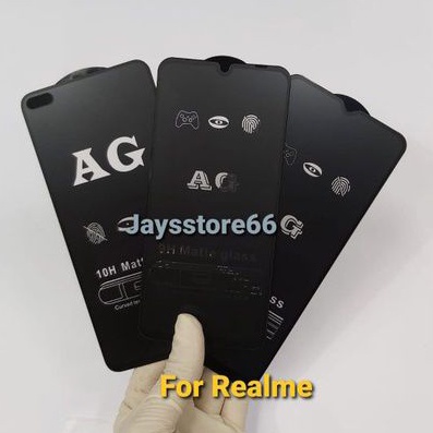 AG MATTE TEMPERED GLASS 9H ANTI MINYAK DOFF BLACK FOR  REALME 5 7i  C2 C3 C11 C12 C15 C20 C21Y C25