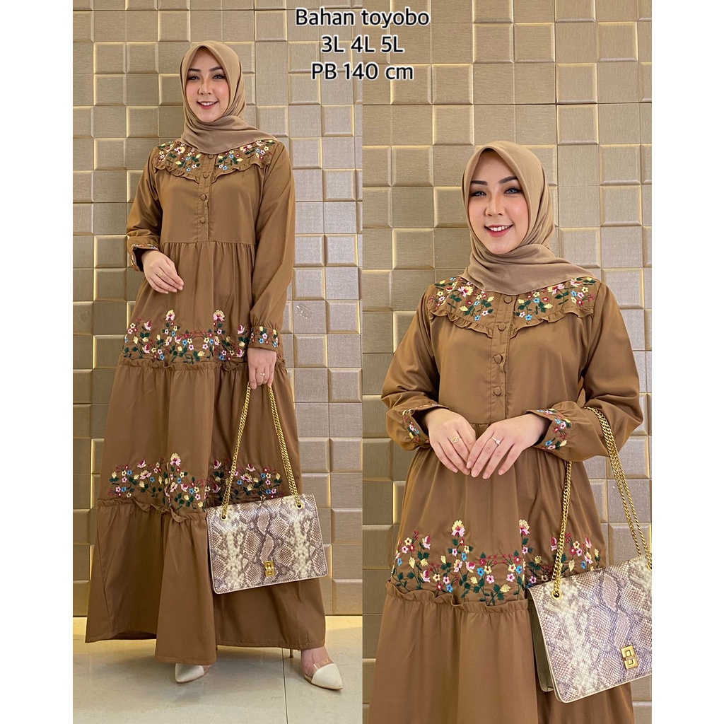 gamis katun toyobo bordir / gamis katun / gamis polos / gamis terbaru / gamis terlaris / dress cod /
