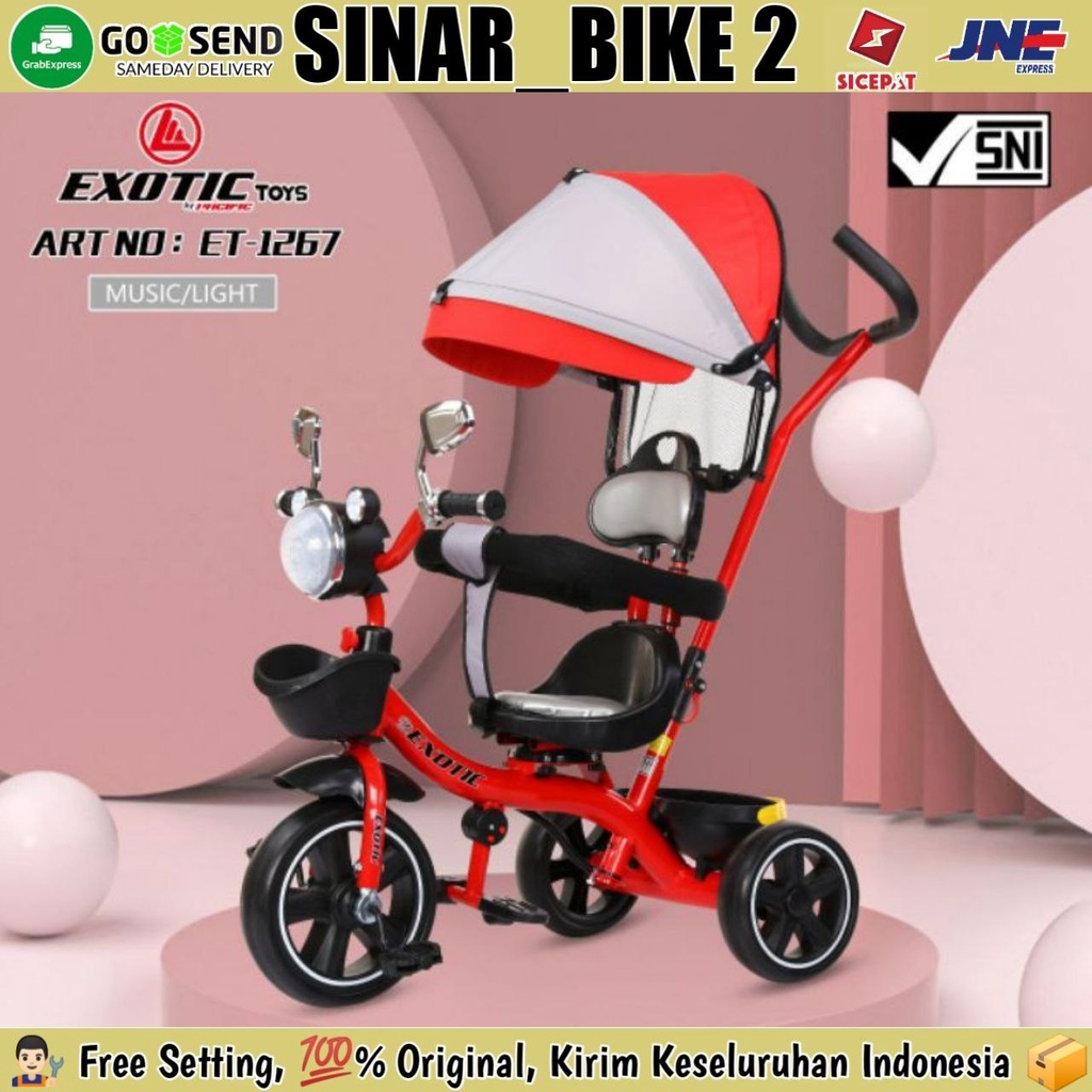 Sepeda Roda Tiga 3 EXOTIC ET-1267,1269 Kursi Putar Kanopi Tricycle Anak