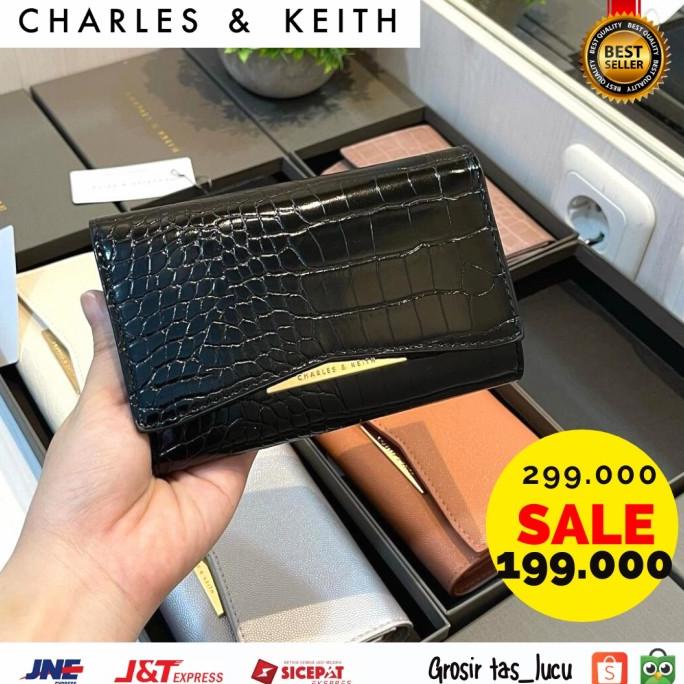 dompet wanita mini lipat kulit charles and keith original import