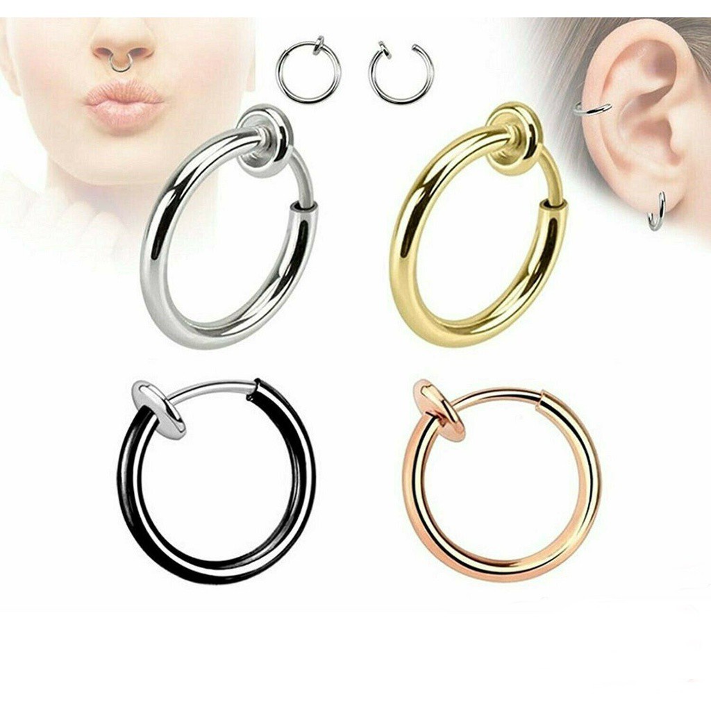 Anting Hoop Tanpa Tindik Bentuk Nanas Bahan Stainless Steel Warna-Warni Untuk Pria Dan Wanita