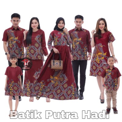 Batik Couple Keluarga Sania Ruffle Ori Ndoro Jowi Dnt Kenari Maron