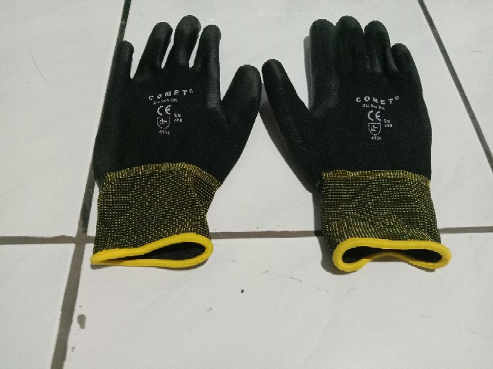 Sarung Tangan Karet Palm Fit Glove Comet Cg805 Pu Mekanik Industri Hitam Nylon Polyurethane Safety