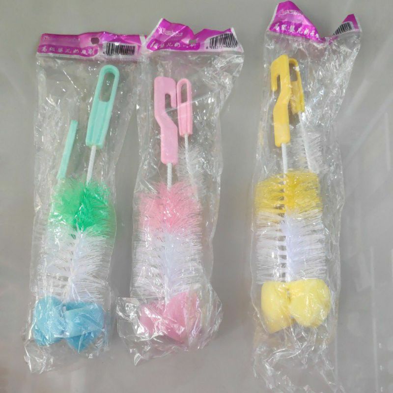 Sikat spon Pembersih Botol Susu 3in1 Gelas Spons Gangang L Sponge Lurus For Nursing Bottle &amp; Nipple Brush