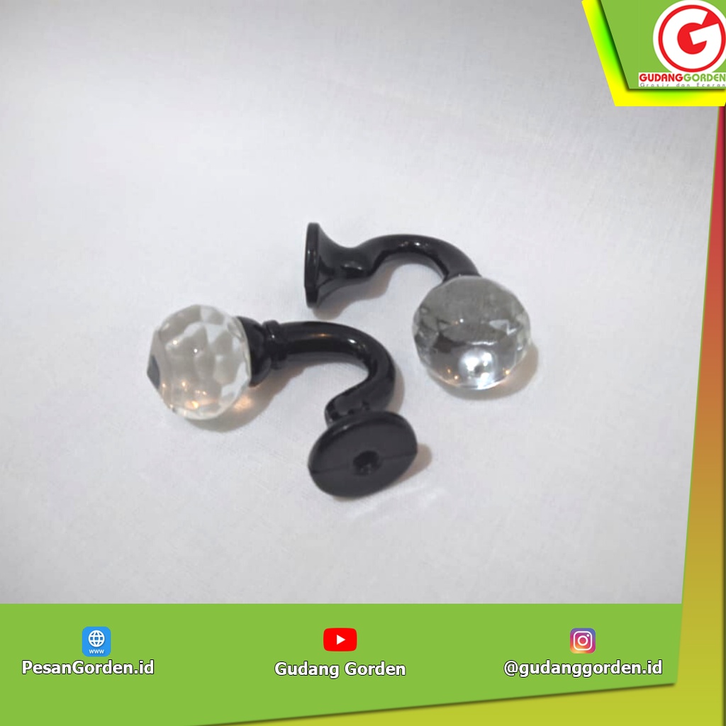 Hook / Cantolan Tali Gorden Ball Crystal Hitam