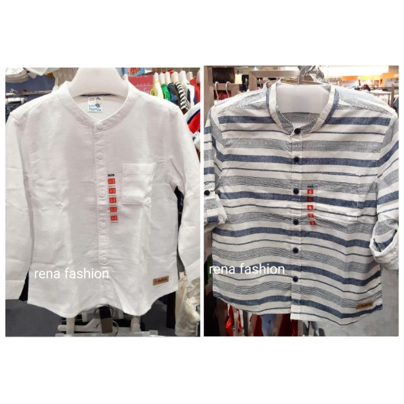 DEFECT SALE  RF Popeye Baby Kids kemeja Koko putih dan salur navy panjang
