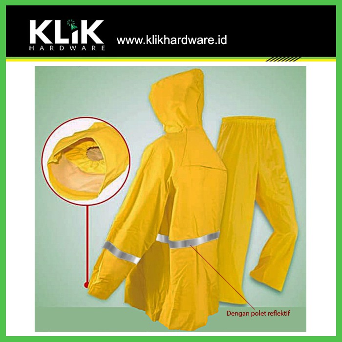 Jas Hujan Tebal Setelan Proyek Stelan Motor - PVC POLYESTER Safety Raincoat