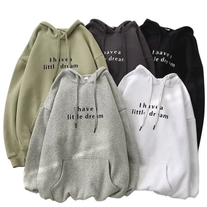 Parisdivarious Sweater Hoodie Jemper I have little dream Bahan Fleece Size S - XXL (Pria &amp; Wanita)