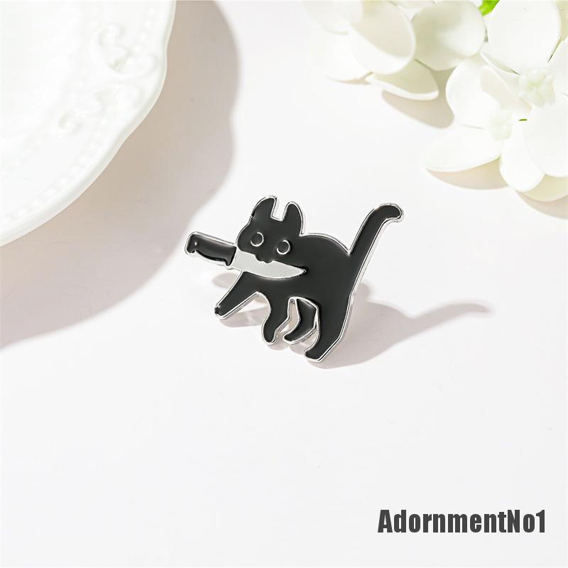 (Adornmentno1) Bros Pin Enamel Desain Kartun Kucing Hitam