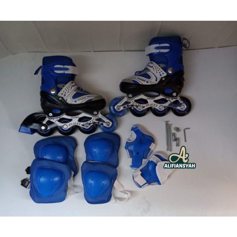 SEPATU RODA INLINE SKATE SET DEKER PELINDUNG BISA MODEL BAJAJ