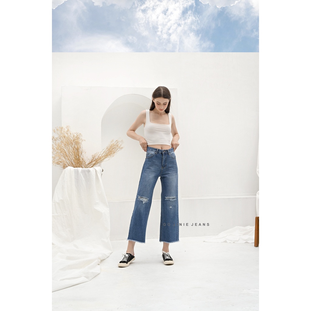GOJINIEJEANS - Highwaist Kulot Kaki Unfinished - 4341 - SWAG BABY