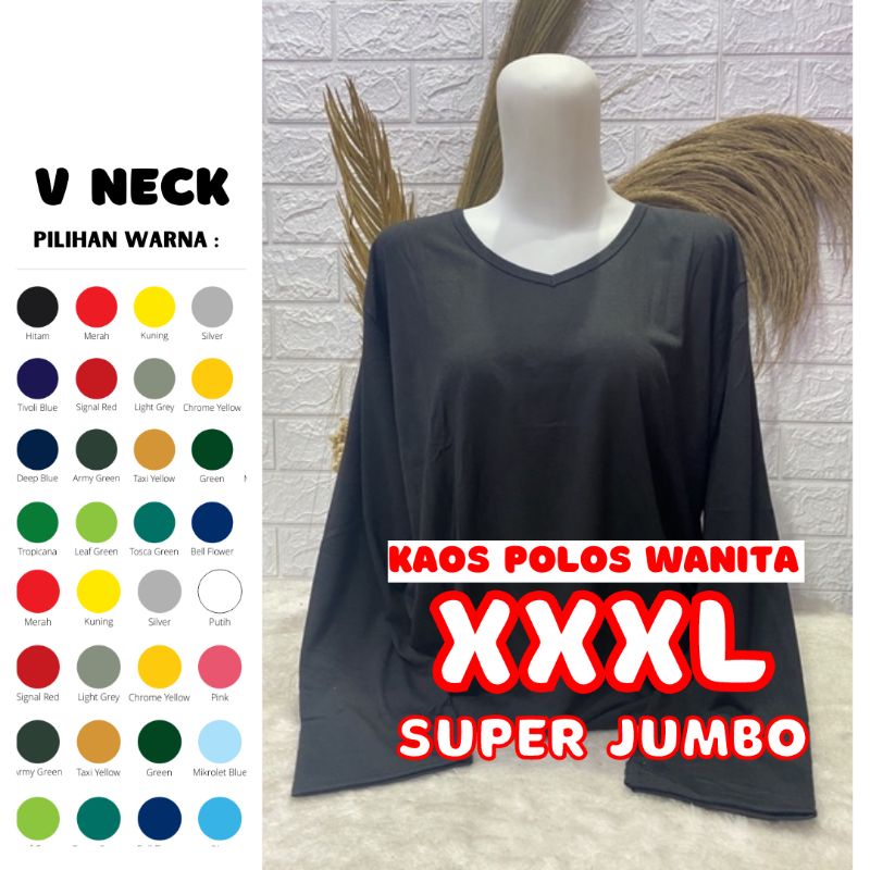 Kaos Polos Panjang Jumbo XXXL Kaos Wanita Polos Jumbo