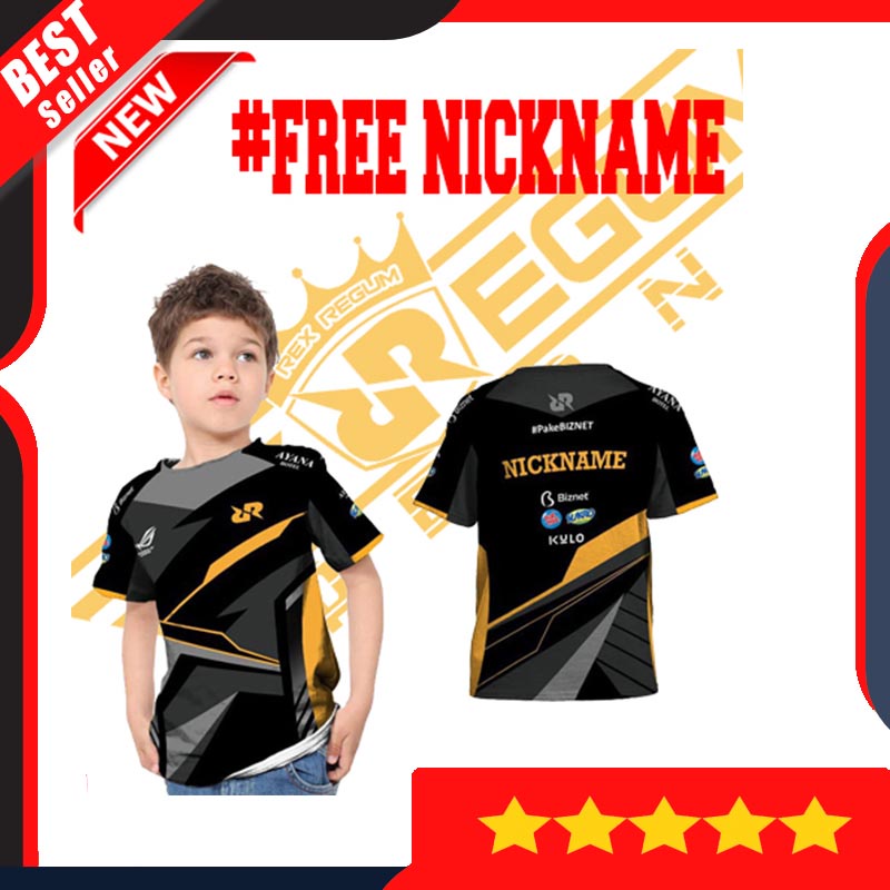 Jersey rrq 2021 anak all size umur 2 - 12 tahun kaos rrq anak baju rrq ff free fire mobile legends k
