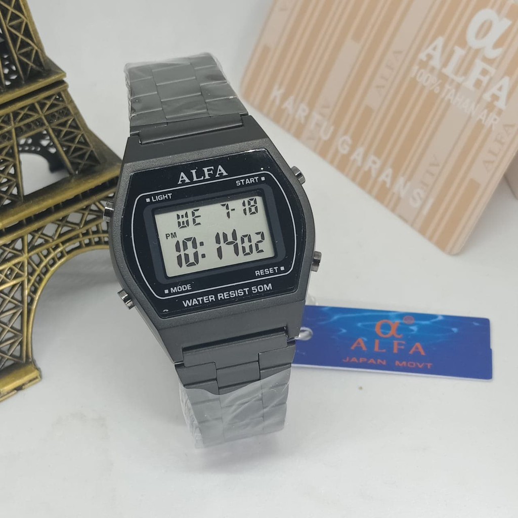 Quillacollo La Esperanza Jam Tangan Pria / Wanita Alfa AF502 Original Rantai Black