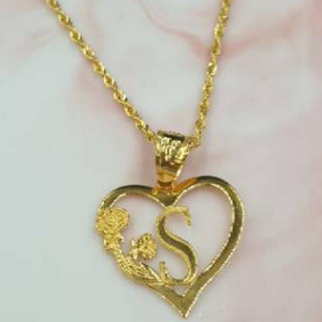 paket kalung plus liontin love variasi huruf simple elegant kadar 700