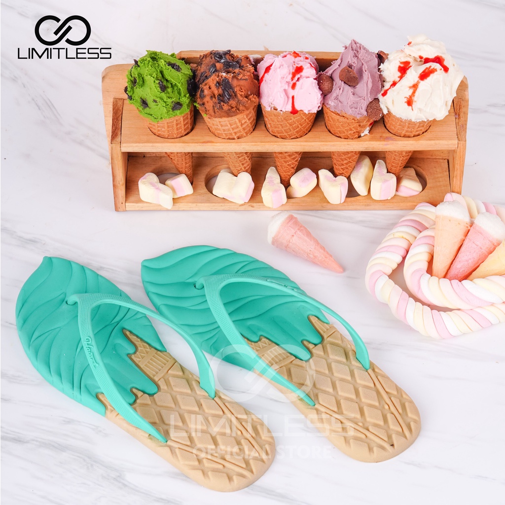 ICE CREAM BLACKPINK Sendal Jepit Wanita Karet Sandal Japit Cewek Korean Style Import Terbaru Lucu