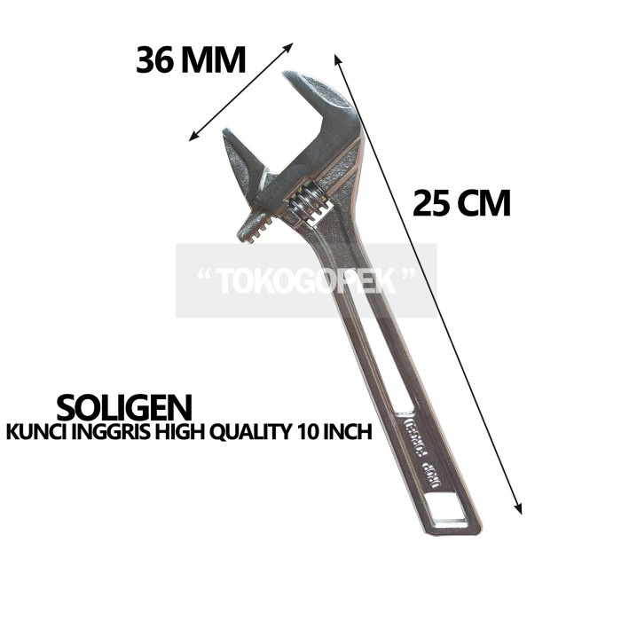 SOLIGEN ADJUSTABLE ANGLE WRENCH HIGH QUALITY - KUNCI INGGRIS 10&quot; INCH