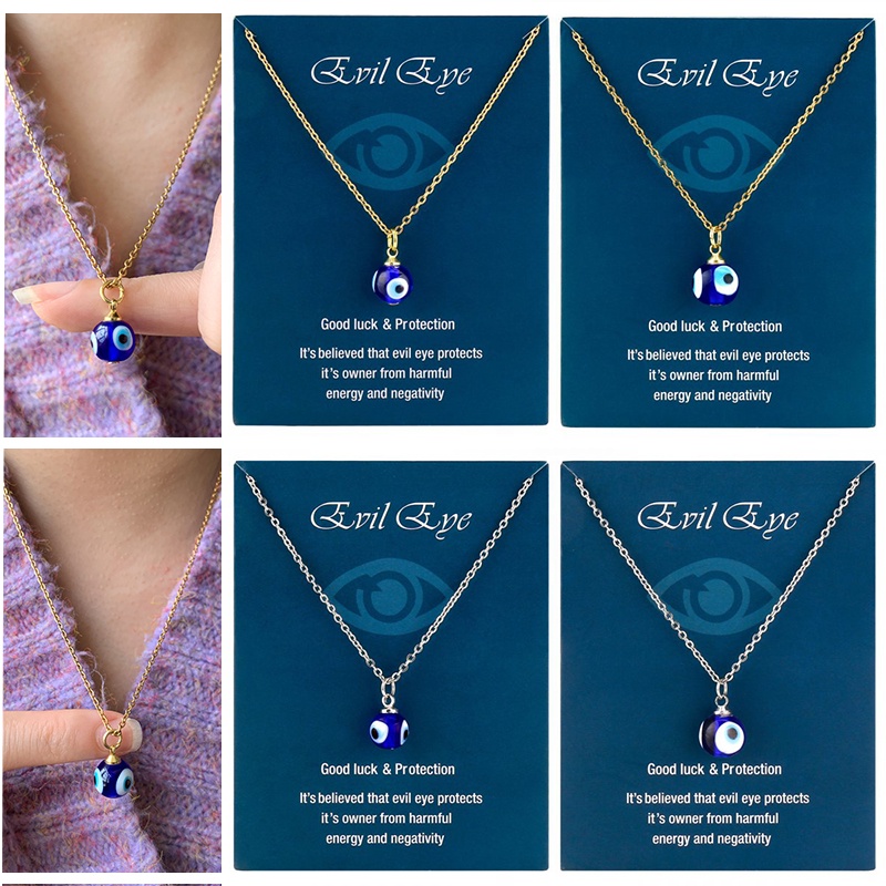 Kalung Dengan Liontin Bentuk Mata Bahan Stainless Steel Untuk Pria Dan Wanita