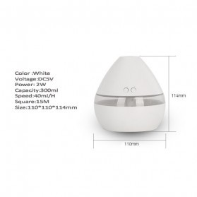 Adoolla Aromatherapy Air Humidifier Night Light Marble 300ml - H296 - White