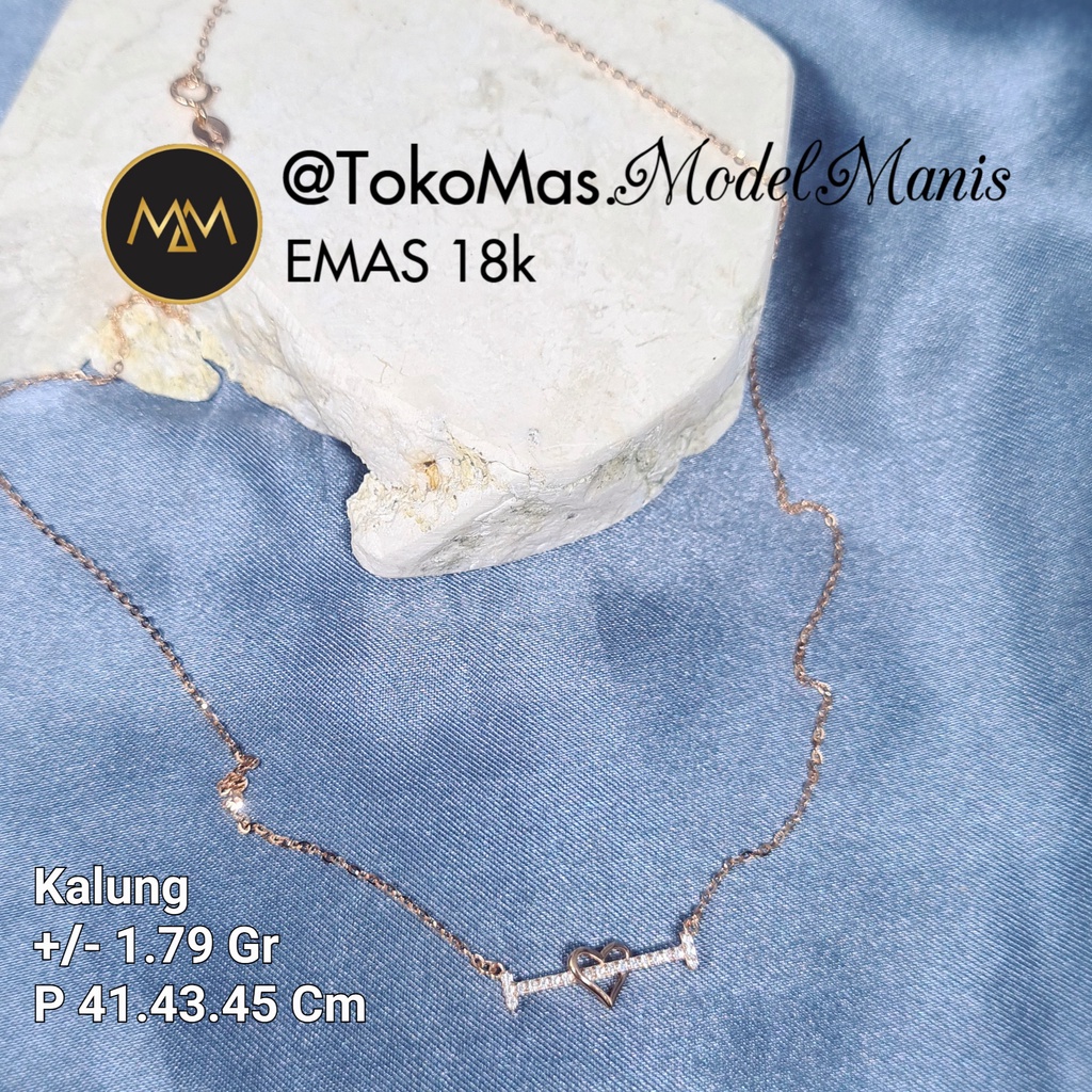 Kalung T Love emas italy AU 750 kadar 18k