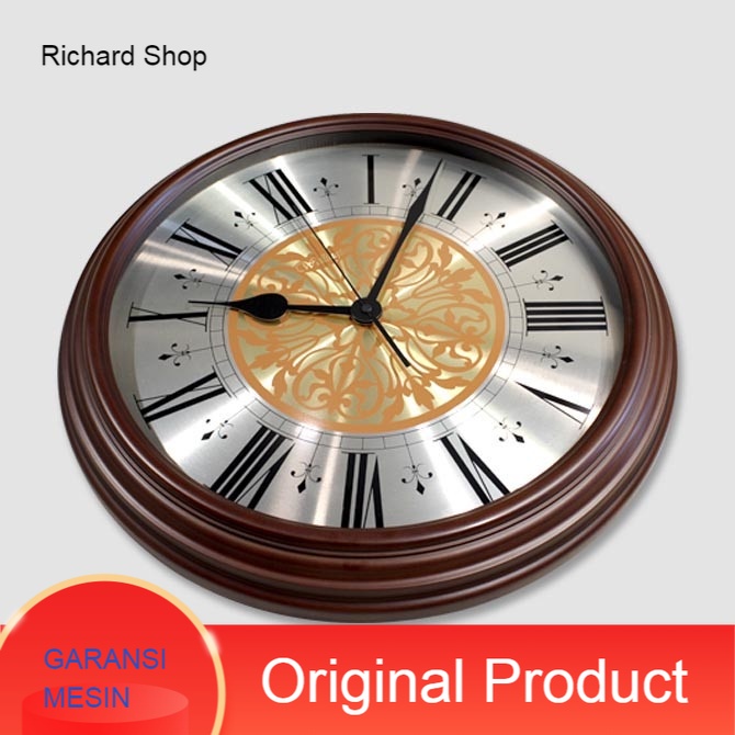 Jam Dinding Kayu Diameter 46cm Wellington Original 601460-2R