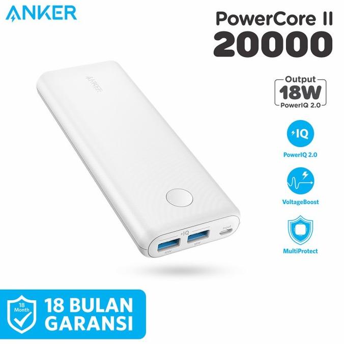Anker Powerbank Powercore II 20000 mAh IQ Quick Charge 3.0 Black A1260