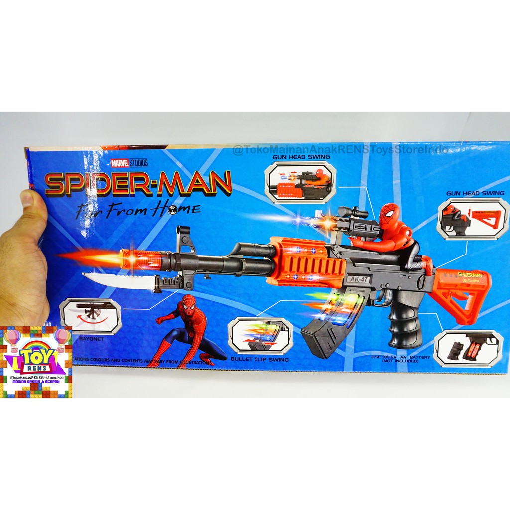 Jual LASER SOUND GUN SPIDERMAN SHOT TEMBAKAN PISTOL CAHAYA LAMPU SUARA