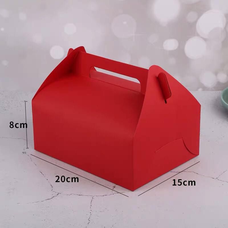 2pcs-Kotak box Imlek, kotak hantaran merah Kraft gable box toples kue kering