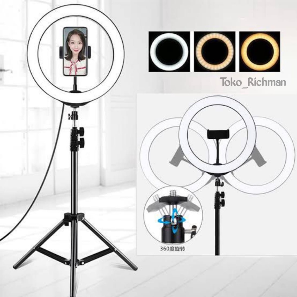 Ring Light Selfie Tripod Streaming Tongsis Vlog Ringlight 26Cm