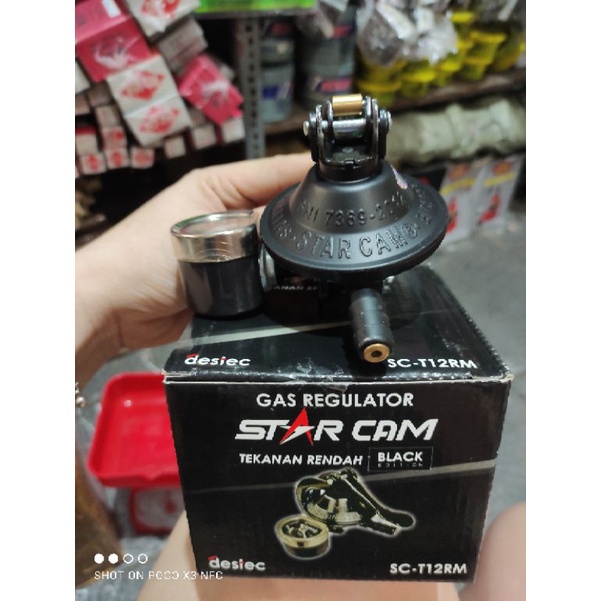 regulator gas STARCAM  ( cekak + meteran ) untuk pemakaian rumah tangga/ kepala gas LPG STAR CAM cocok untuk semua merk kompor gas