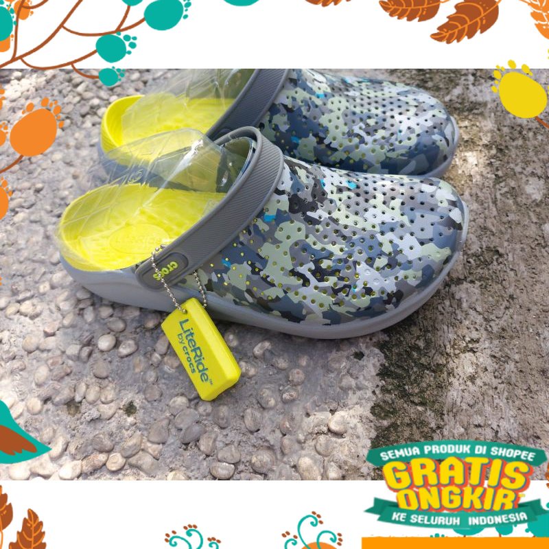 Putih Cream Mustard Silver Grey Abu PinkHitam Putih / crocs literide motif camuflado unisex / SENDAL