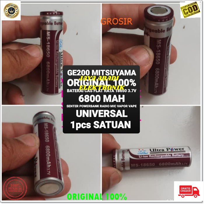 G200 MITSUYAMA ORIGINAL 3.7 VOLT BATERAI 18650 FLAT RATA MAH BATTERY BATERY BATU BATERE CAS CASAN CH