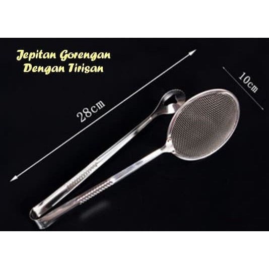 Jepitan Saringan Gorengan Capitan 2in1 Peniris Minyak Stainless Steel