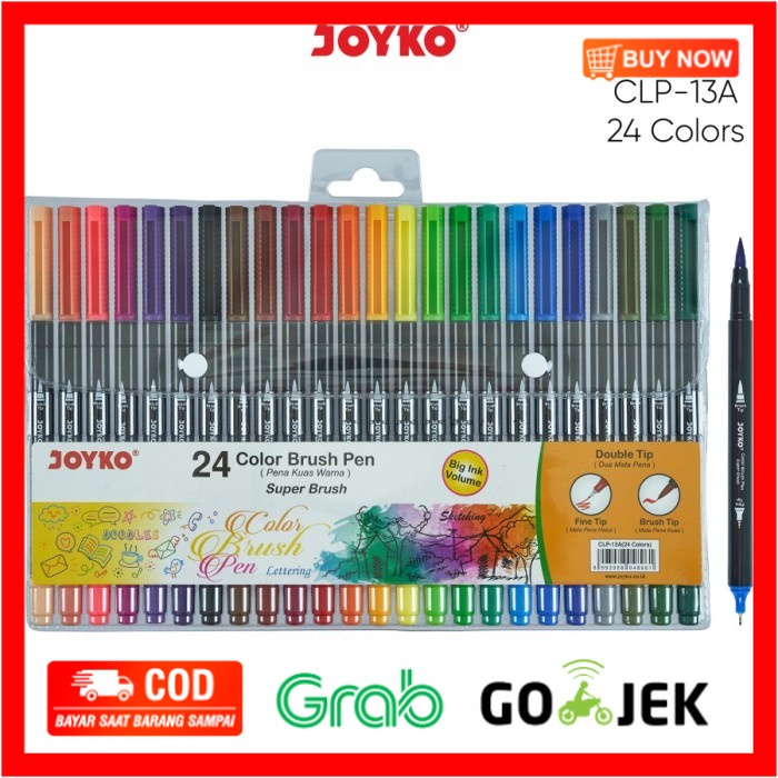 

(BISA COD) Joyko Super Brush Pen Set 24 Colors (CLP-13A) / Dual Tip Brush Pen